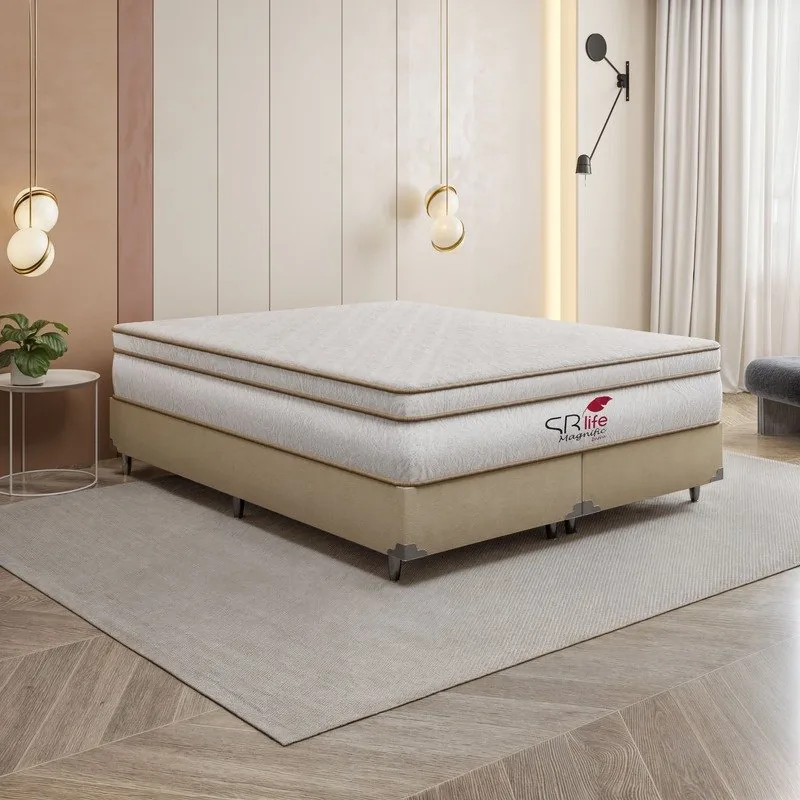 Colchão Magnific Massage com base box em um quarto